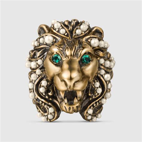 gucci lion emerald ring|gucci lion ring men.